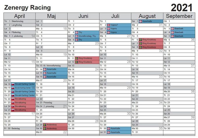 Foreløbig Zenergy kalender